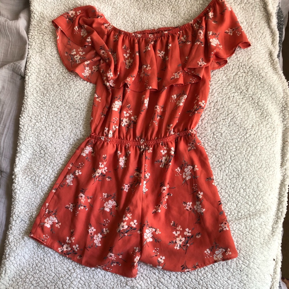 MmMmMm Orange Floral Romper